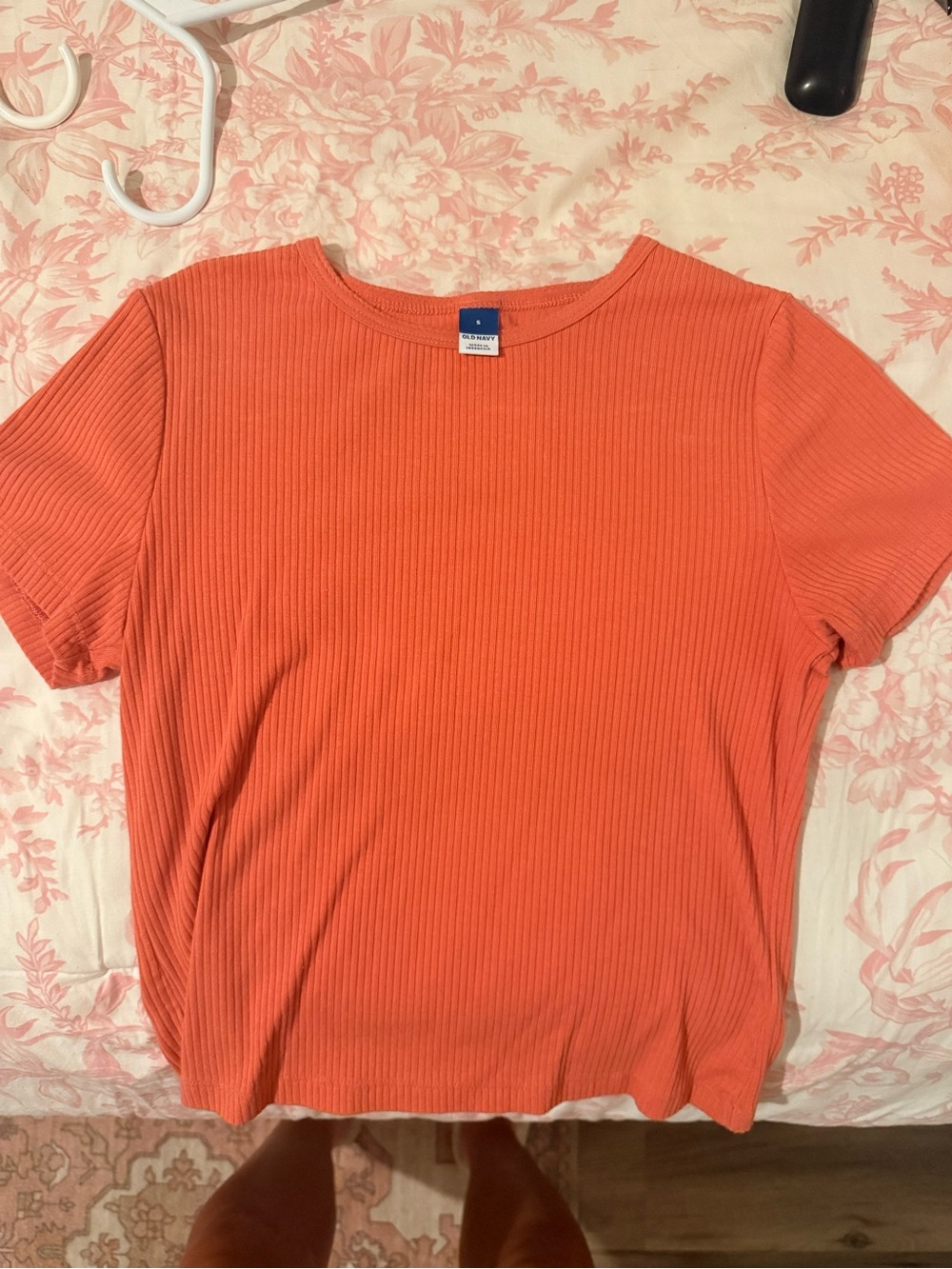Old Navy Ribbed Short Sleeve Tee - Coral Orange